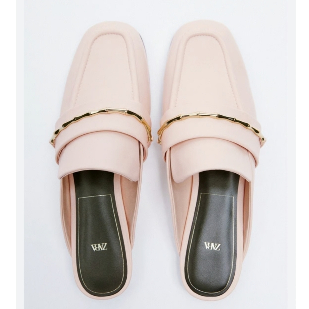 Zara pink mules with gold chain